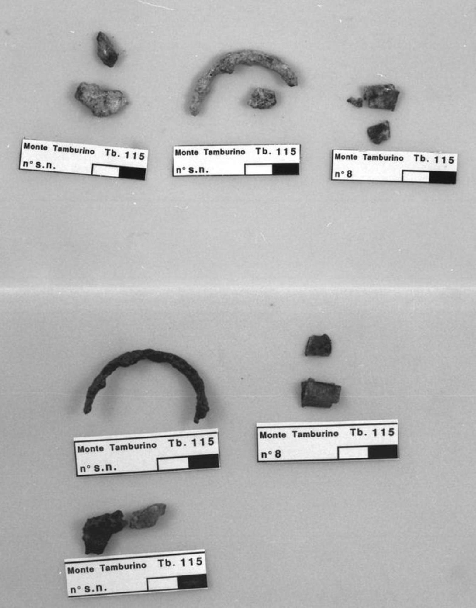 frammento di anello di ferro del fodero, frammento di ferro, frammento di bronzo prima del restauro